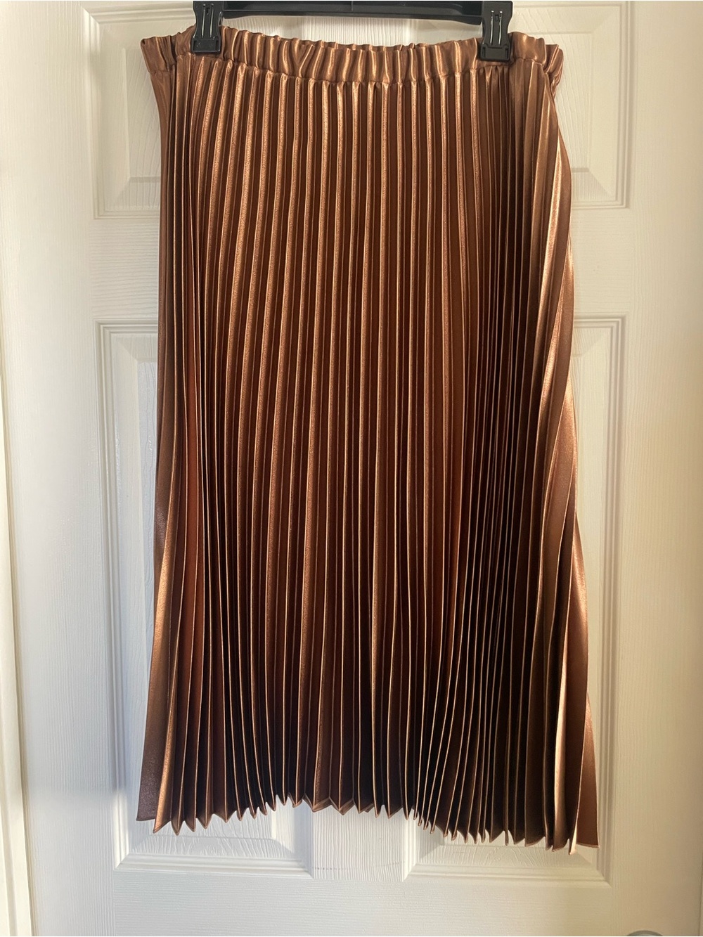 Anne Klein Metallic Bronze Pleated Midi Skirt